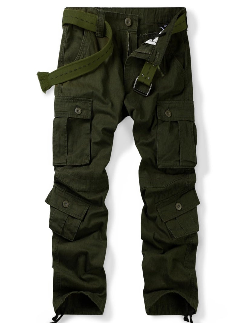 OCHENTA Men's Cotton Casual Cargo Work Pants with 8 Pockets Military Tactical Combat Army Green 36 - Image 1